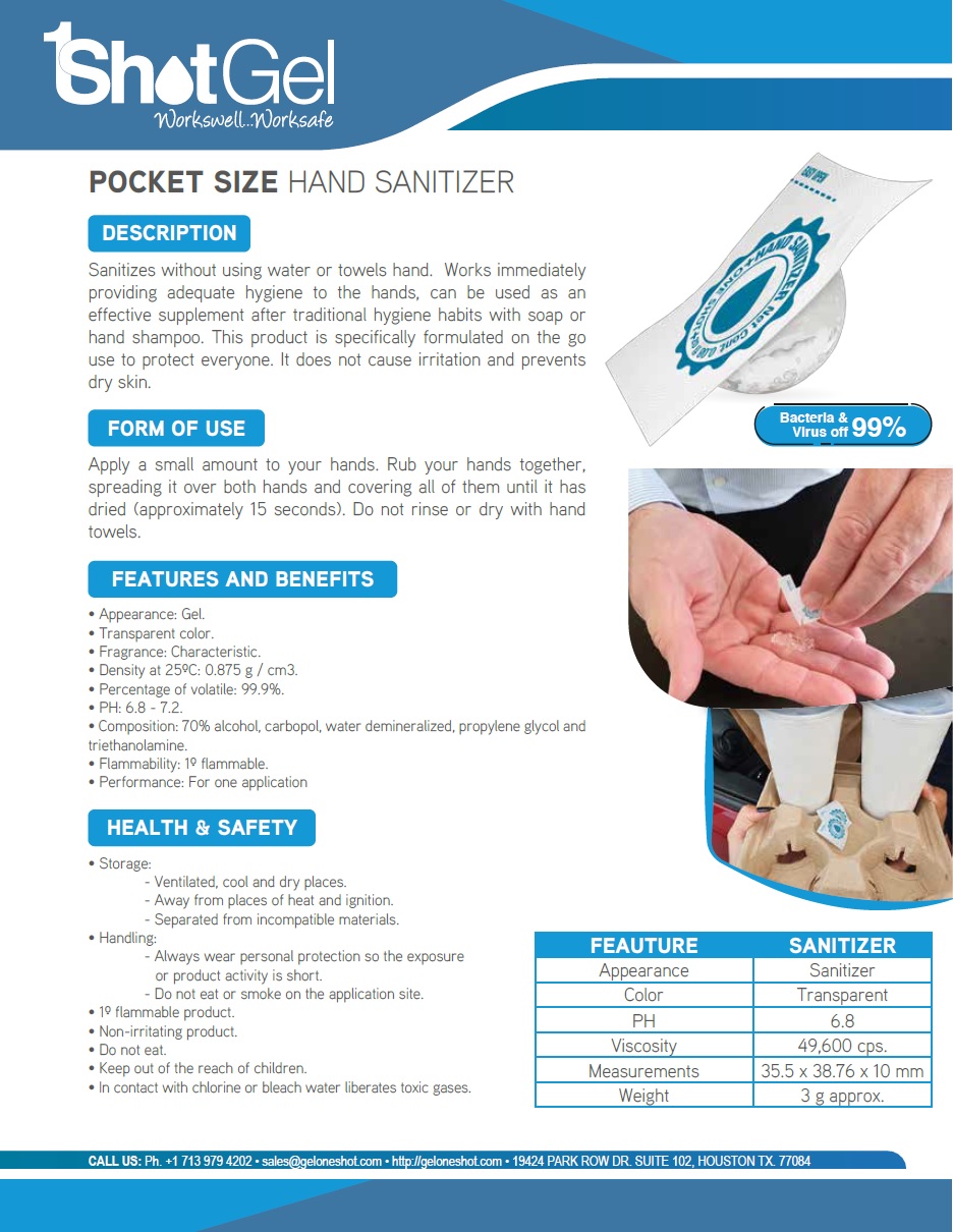 oneshotgel data sheet